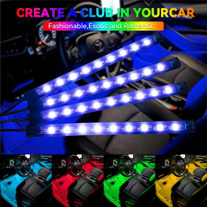 Lumière de Pied Ambiante Intérieure de Voiture – Néon LED RGB avec Télécommande