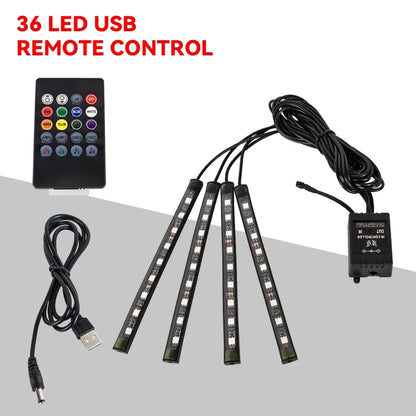 Lumière de Pied Ambiante Intérieure de Voiture – Néon LED RGB avec Télécommande