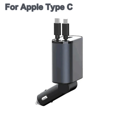 Chargeur de Voiture Rétractable USB-C 4 en 1 – Charge Rapide 120W