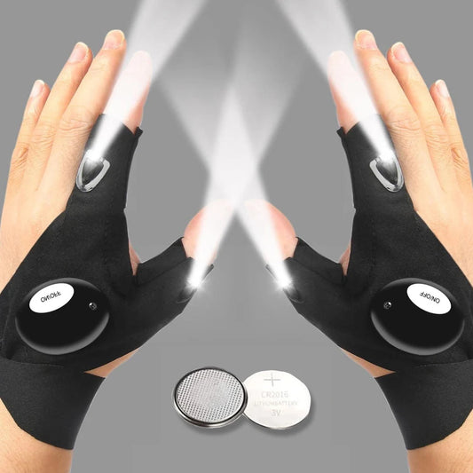 Gants Mi-Doigts LED Étanches pour Hommes et Femmes