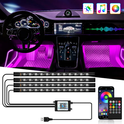 Lumière de Pied Ambiante Intérieure de Voiture – Néon LED RGB avec Télécommande