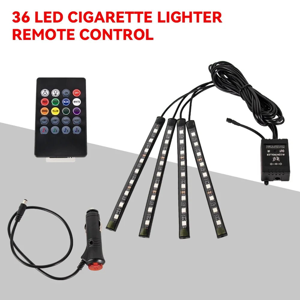 Lumière de Pied Ambiante Intérieure de Voiture – Néon LED RGB avec Télécommande