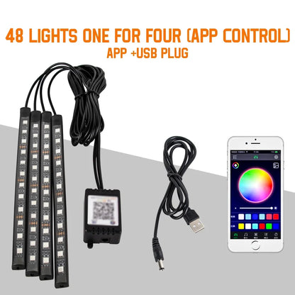 Lumière de Pied Ambiante Intérieure de Voiture – Néon LED RGB avec Télécommande