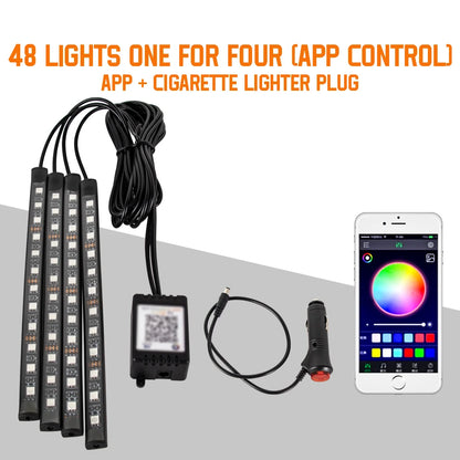 Lumière de Pied Ambiante Intérieure de Voiture – Néon LED RGB avec Télécommande