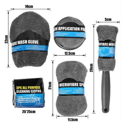 Kit de Nettoyage Auto 9 Pièces – Brosses, Serviettes Microfibres et Accessoires