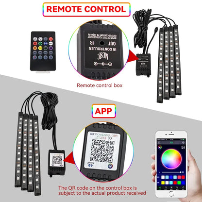 Lumière de Pied Ambiante Intérieure de Voiture – Néon LED RGB avec Télécommande