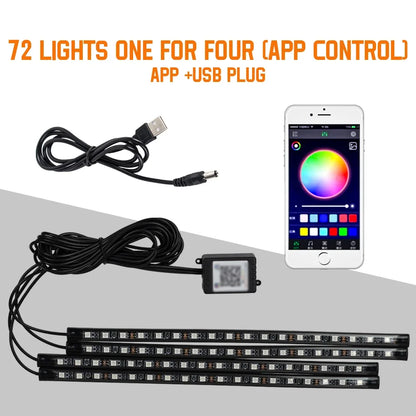 Lumière de Pied Ambiante Intérieure de Voiture – Néon LED RGB avec Télécommande
