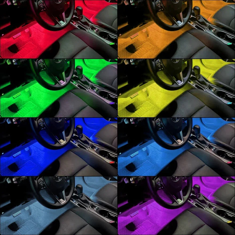 Lumière de Pied Ambiante Intérieure de Voiture – Néon LED RGB avec Télécommande