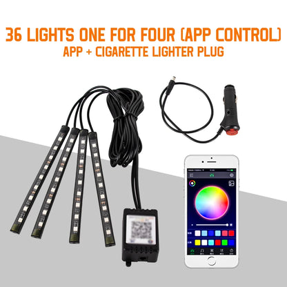 Lumière de Pied Ambiante Intérieure de Voiture – Néon LED RGB avec Télécommande