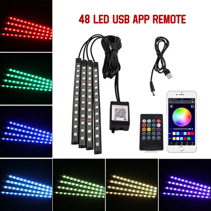 Lumière de Pied Ambiante Intérieure de Voiture – Néon LED RGB avec Télécommande