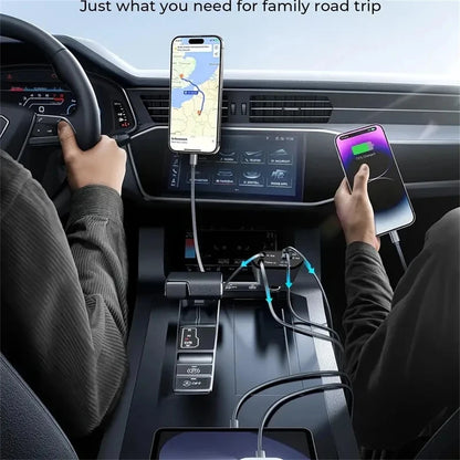 Chargeur de Voiture Rétractable USB-C 4 en 1 – Charge Rapide 120W