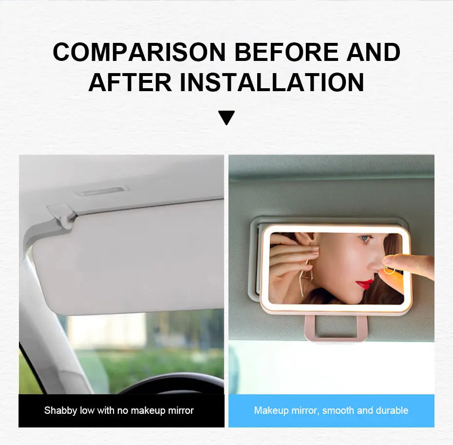 Miroir de Maquillage LED Rechargeable pour Voiture