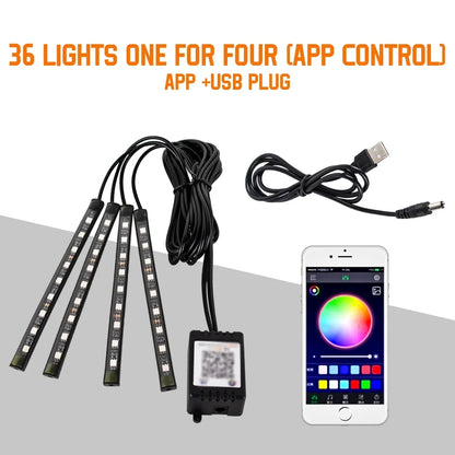 Lumière de Pied Ambiante Intérieure de Voiture – Néon LED RGB avec Télécommande