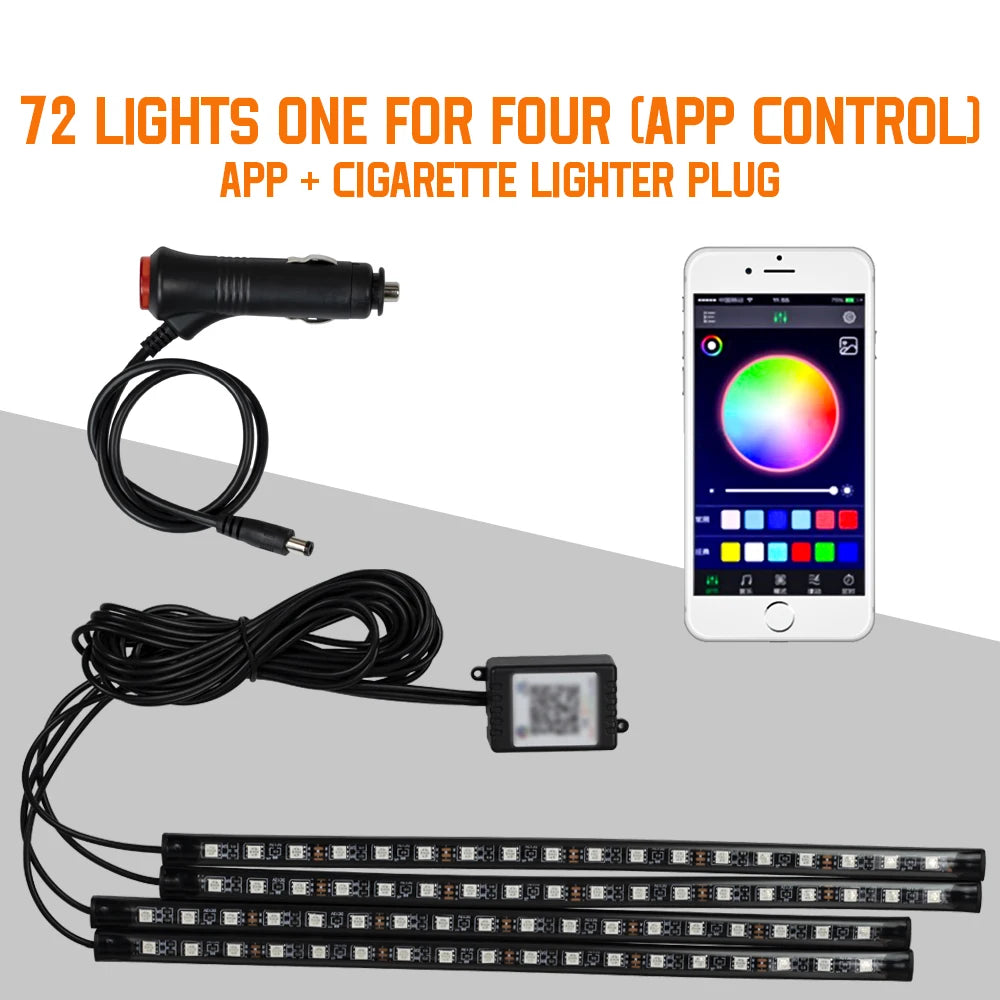 Lumière de Pied Ambiante Intérieure de Voiture – Néon LED RGB avec Télécommande