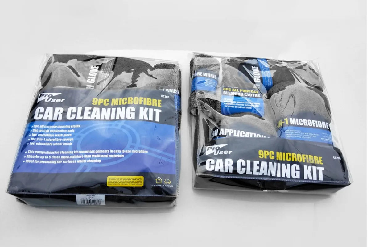 Kit de Nettoyage Auto 9 Pièces – Brosses, Serviettes Microfibres et Accessoires