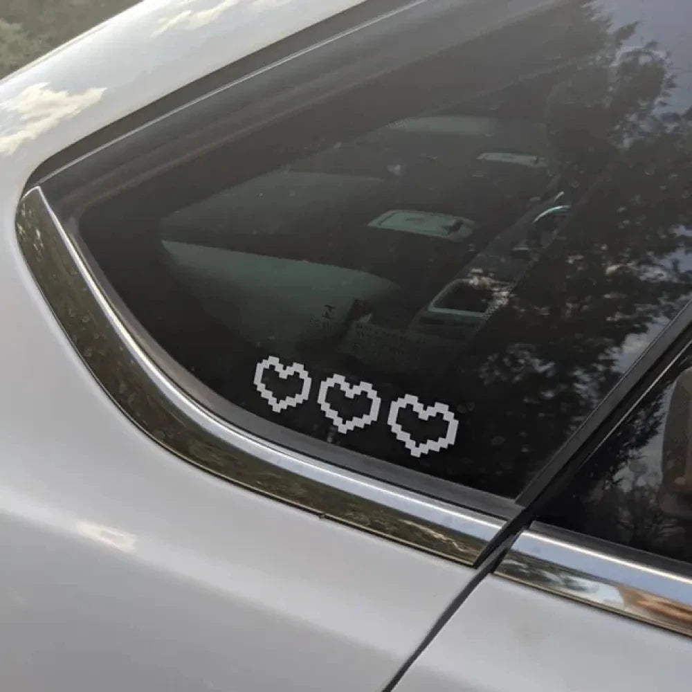 6 PCS, Autocollants de voiture en forme de coeur de mosaïque, décor de fenêtre de voiture