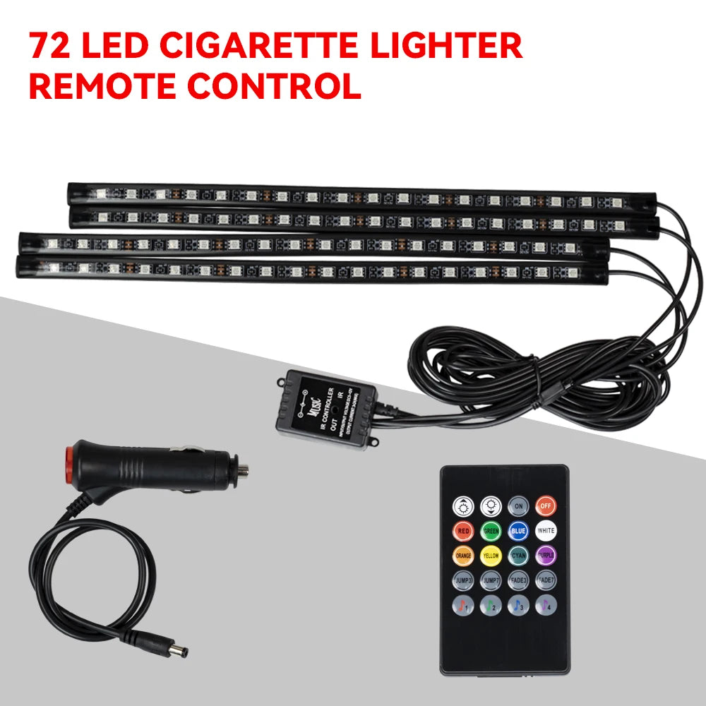 Lumière de Pied Ambiante Intérieure de Voiture – Néon LED RGB avec Télécommande